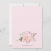 Elegante Roze Bloemachtige Bruiloft Kaart (Achterkant)