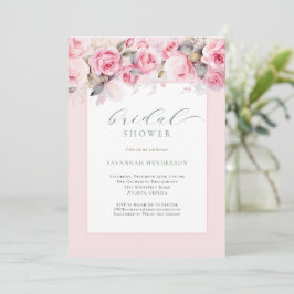Elegante Roze Bloemachtige Bruiloftfeest Editable  Kaart