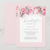 Elegante Roze Bloemachtige Bruiloftfeest Editable  Kaart (Voorkant / Achterkant)