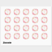 Elegante Roze Bloemachtige Bruiloftsdank je Ronde Sticker (Vel)