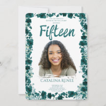 Elegante Roze Bloemachtige Quinceañera Uitnodiging