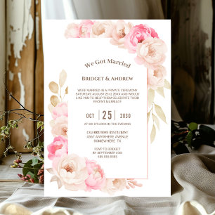 Elegante Roze Bloemachtige Trouwreceptie Kaart