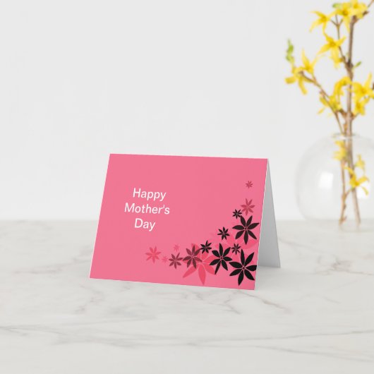 Elegante roze bloemblaadjes moederdag kaart (Gele Bloem)