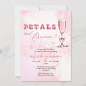 Elegante roze bloemblaadjes & Prosecco Vrijgezelle Kaart (Voorkant)