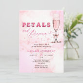 Elegante roze bloemblaadjes & Prosecco Vrijgezelle Kaart (Staand voorkant)