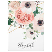 Elegante roze bloembloemen Waterverf personalisere Klembord (Achterkant)