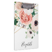 Elegante roze bloembloemen Waterverf personalisere Klembord (Rechts)