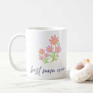 Elegante Roze Bloemboeket Beste Moeder Design Koffiemok