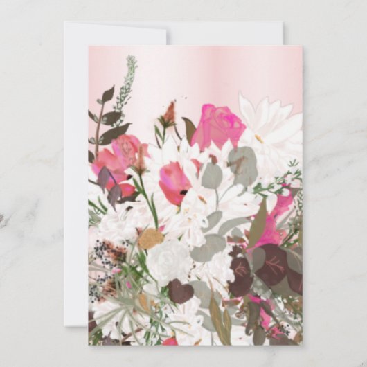 Elegante roze bloemboeket voor 60e verjaardag kaart (Achterkant)