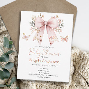 Elegante Roze Bloemboog Meisje Baby Shower Kaart