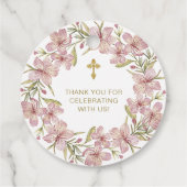 Elegante roze bloemdoop dank u bedankjes labels (Achterkant)