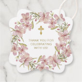 Elegante roze bloemdoop dank u bedankjes labels (Achterkant)