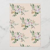 Elegante Roze Bloemen 1e Verjaardagsuitnodiging Fo Folie Uitnodiging (Achterkant)