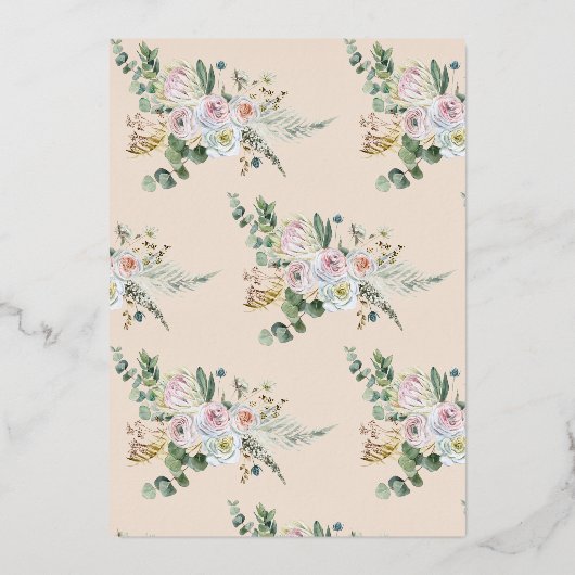 Elegante Roze Bloemen 1e Verjaardagsuitnodiging Fo Folie Uitnodiging (Achterkant)