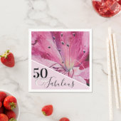 Elegante Roze Bloemen 50 en Fabulous Verjaardag Servet (Insitu)