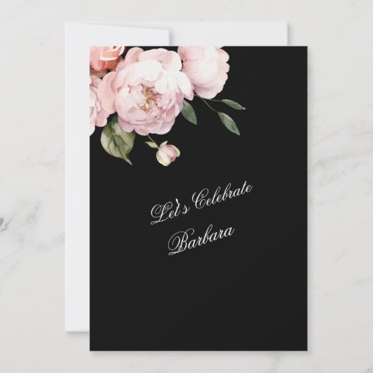 Elegante roze bloemen 50 & Fab verjaardagsfeestje Kaart (Achterkant)