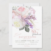 Elegante Roze Bloemen 50 & Fabulous Verjaardagsfee Kaart (Voorkant)