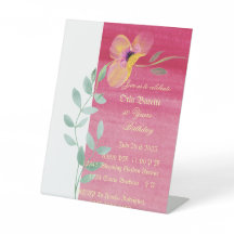 Elegante roze bloemen 50 ste verjaardag uitnodigin