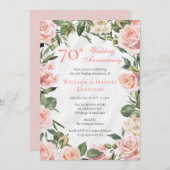 Elegante Roze Bloemen 70ste bruiloft Jubileum Part Kaart (Voorkant / Achterkant)