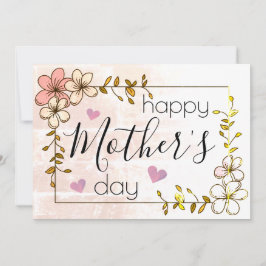 elegante roze bloemen aangepaste trendy moederdag kaart