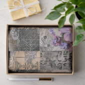 Elegante Roze Bloemen Abstracte Kunst Collage Deco Tissuepapier (Geschenk)