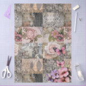 Elegante Roze Bloemen Abstracte Kunst Collage Deco Tissuepapier (Craft)