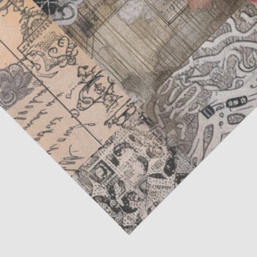 Elegante Roze Bloemen Abstracte Kunst Collage Deco Tissuepapier (Detail)