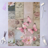 Elegante Roze Bloemen Abstracte Kunst Collage Deco Tissuepapier (Craft)