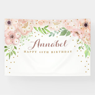 Elegante Roze Bloemen Achtergrond Spandoek