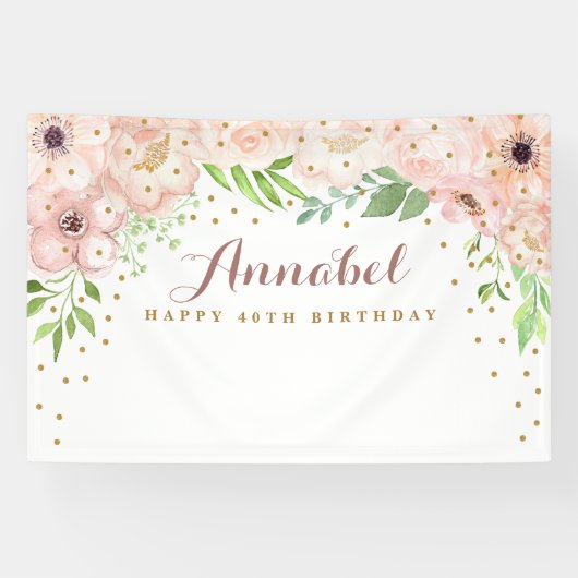 Elegante Roze Bloemen Achtergrond Spandoek (Horizontaal)