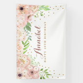 Elegante Roze Bloemen Achtergrond Spandoek (Verticaal)