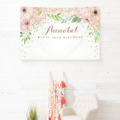 Elegante Roze Bloemen Achtergrond Spandoek (Insitu)