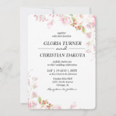 Elegante roze bloemen afgeronde randen bruiloft kaart (Voorkant)