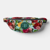 Elegante roze bloemen aqua patroon monogram bedruk heuptasje (Liggend)