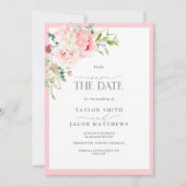Elegante Roze Bloemen Aquarel Save the Date (Voorkant)