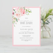 Elegante Roze Bloemen Aquarel Save the Date (Staand voorkant)