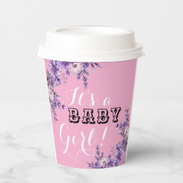 Elegante Roze Bloemen Baby Meisje Douche Party 8oz Papieren Bekers