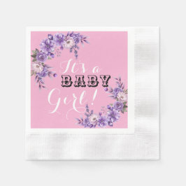 Elegante Roze Bloemen Baby Meisje Douche Party Pap Servet