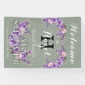 Elegante Roze Bloemen Baby shower  Partij Spandoek (Horizontaal)