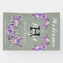 Elegante Roze Bloemen Baby shower  Partij Spandoek