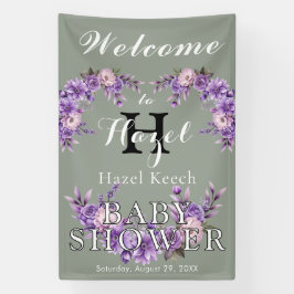Elegante Roze Bloemen Baby shower Partij Spandoek
