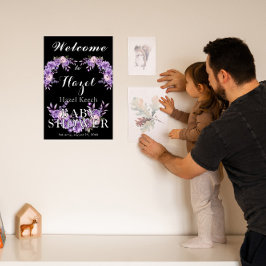 Elegante Roze Bloemen Baby shower  Partij Spandoek
