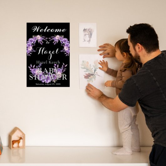 Elegante Roze Bloemen Baby shower Partij Spandoek
