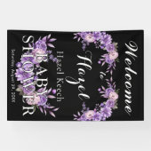 Elegante Roze Bloemen Baby shower Partij Spandoek (Horizontaal)