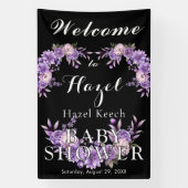 Elegante Roze Bloemen Baby shower Partij Spandoek (Verticaal)