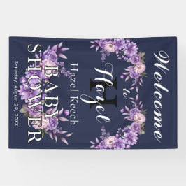 Elegante Roze Bloemen Baby shower  Partij Spandoek