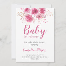 Elegante Roze Bloemen Baby shower Uitnodiging Kaar