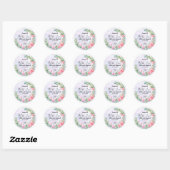 Elegante Roze Bloemen Bedanken Bruiloft Ronde Sticker (Vel)