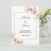 Elegante Roze Bloemen Bedankkaart (Staand voorkant)