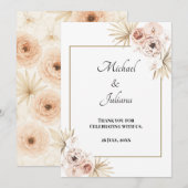 Elegante Roze Bloemen Bedankkaart (Voorkant / Achterkant)